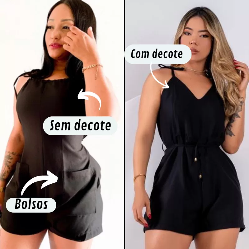 Macaquinho jardineira feminino curto/alfaiataria