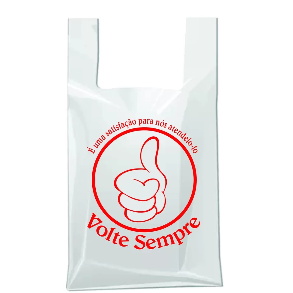 Sacola Alça Camiseta   volte sempre Tam. 40×50 250 Unidades  -supermercados – mercearias – roupas –