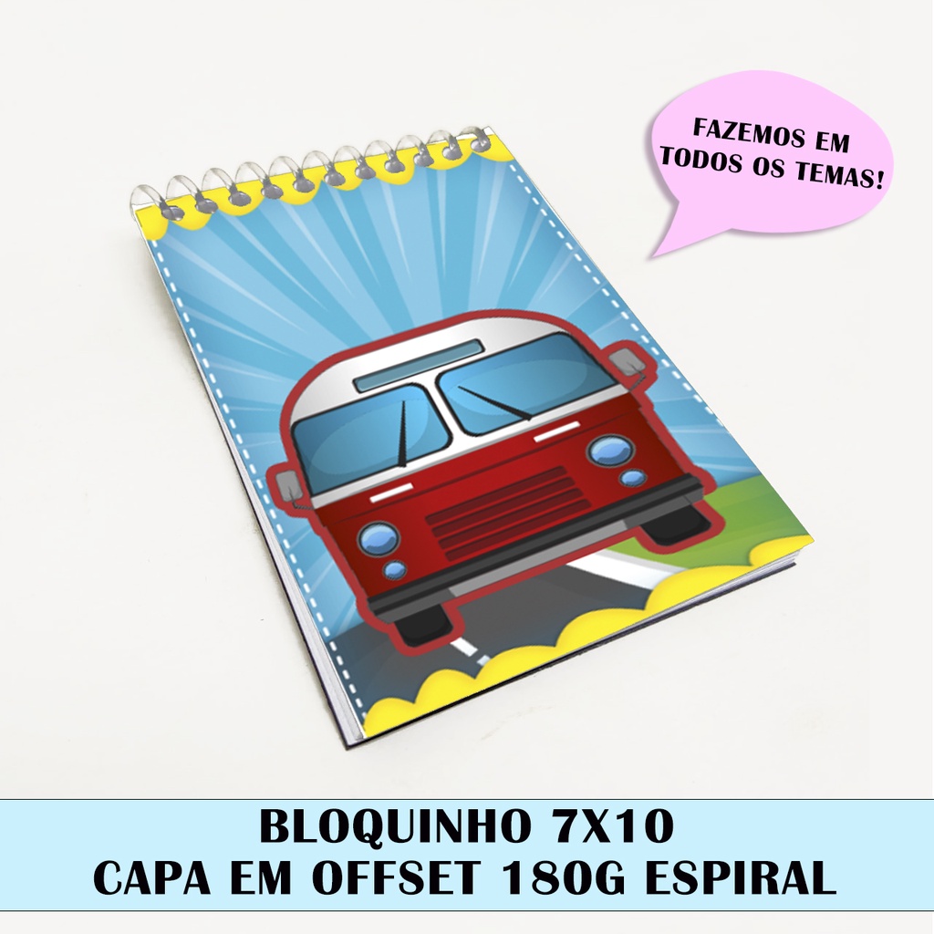 Bloquinho para festa tema ônibus