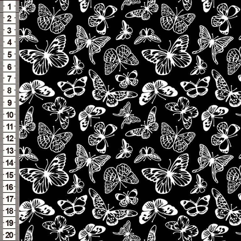 Tricoline Monochrome Butterfly Preto – A Par