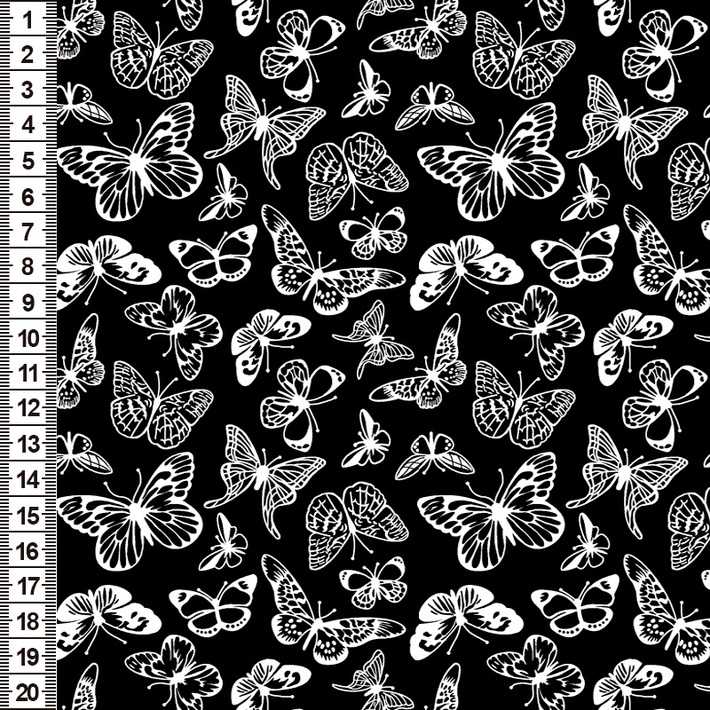 Tricoline Monochrome Butterfly Preto – A Partir de 50cm