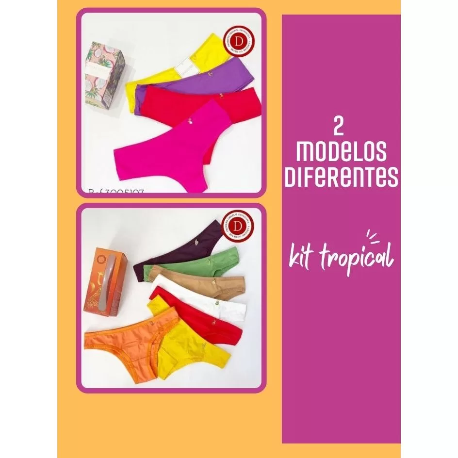 Kit 7 Calcinhas Microfibra  Diamantes Lingerie Conforto Total – Seus Dias Mais Práticos