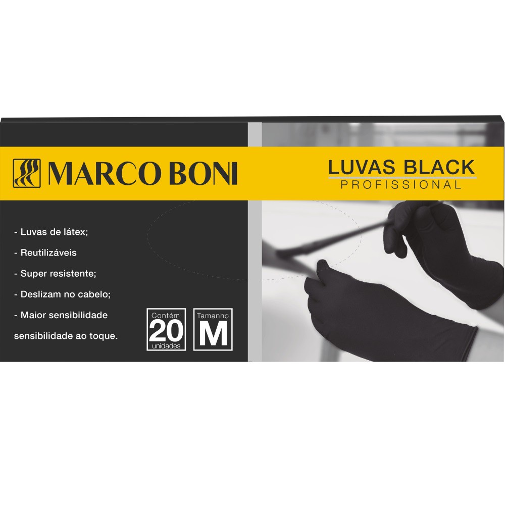 KIT 100 PARES LUVAS M BLACK PROFISSIONAL CABELEIREIRO MARCO BONI