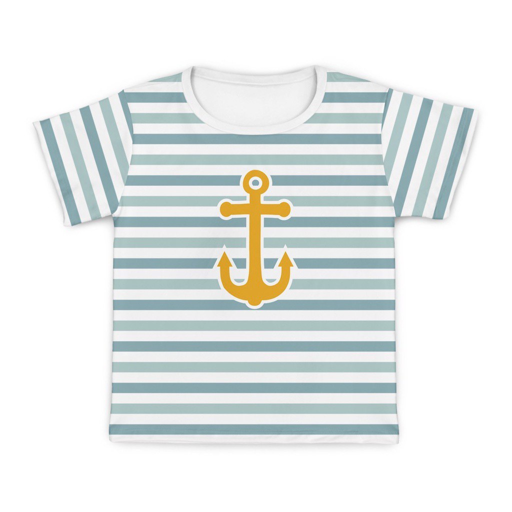 Camisa Masculina Manga Curta Infantil Menino Proteção Solar+50 Âncora Laranja MiniBoo