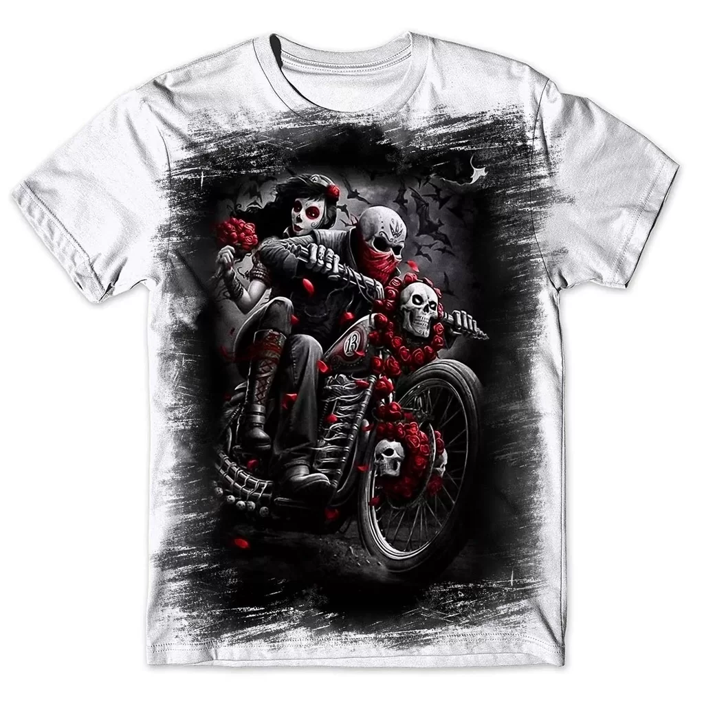 Camisa Camiseta Masculina Caveira Moto 1