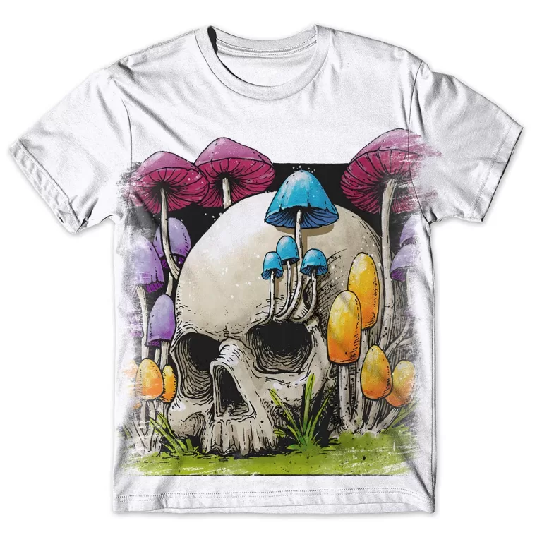 Camisa Camiseta Masculina Caveira Cogumelo