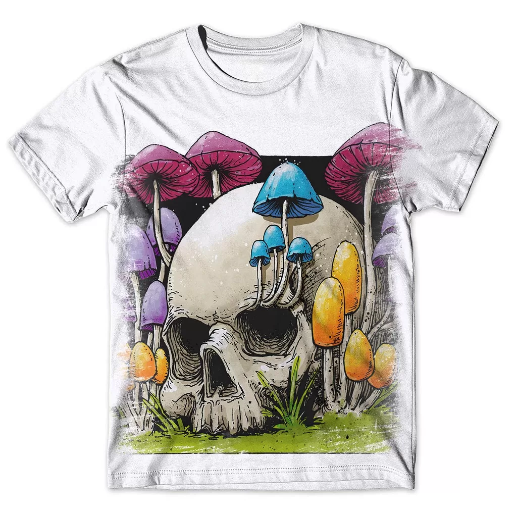 Camisa Camiseta Masculina Caveira Cogumelo