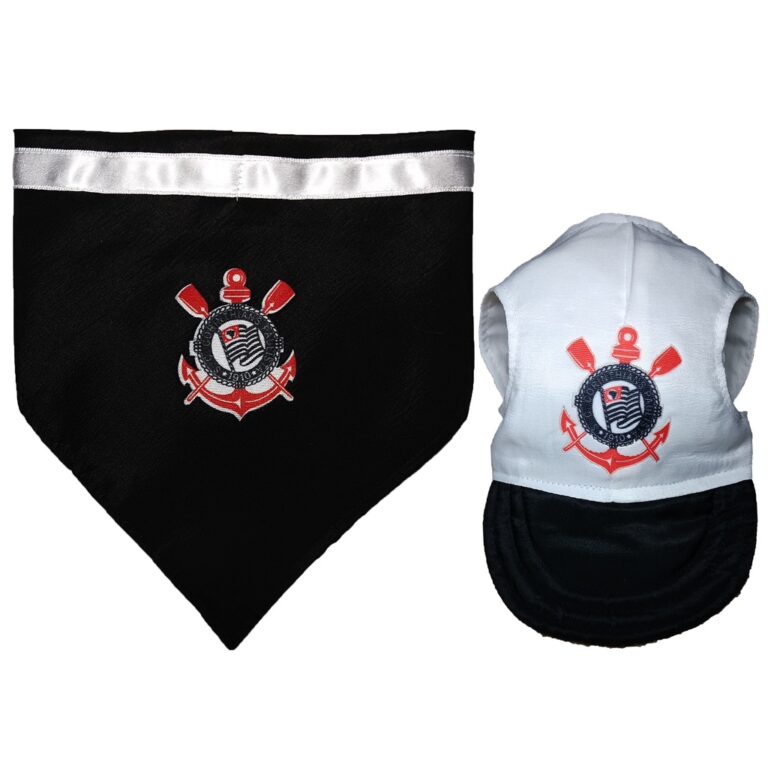 Kit Bandana + Boné Pet Cachorro Palmeiras Corinth