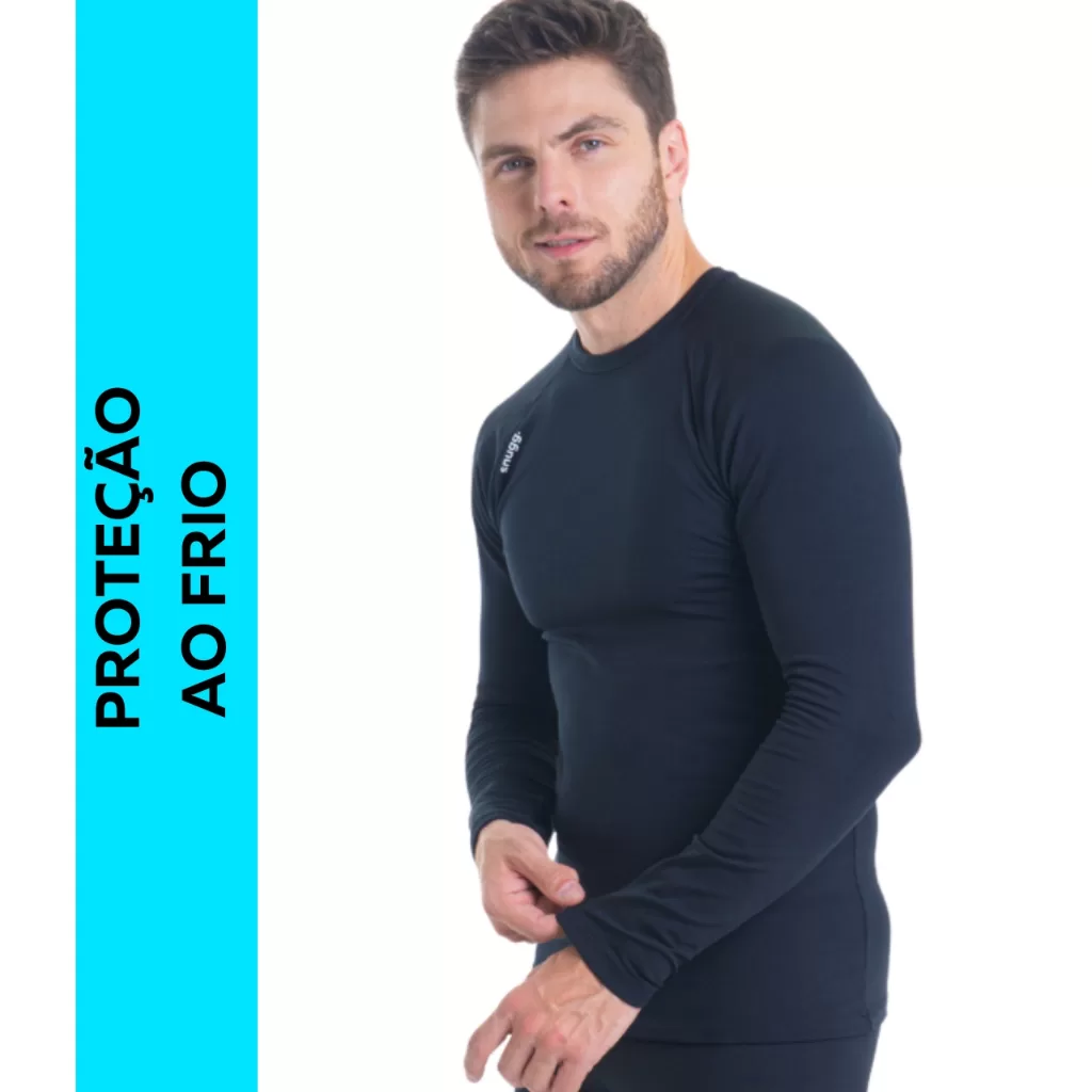 Camiseta Térmica Segunda Pele Flanelada Proteção ao Frio Intenso Unissex Fitness Academia Snugg