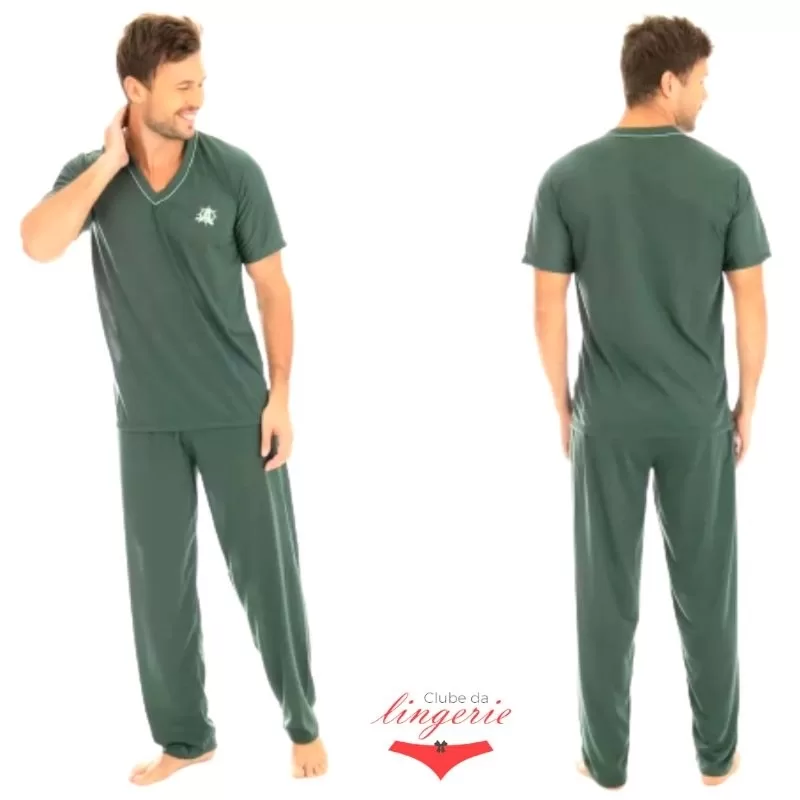 Pijama Masculino 091 Inverno/Verão Calça Comprida e Camiseta Gola V