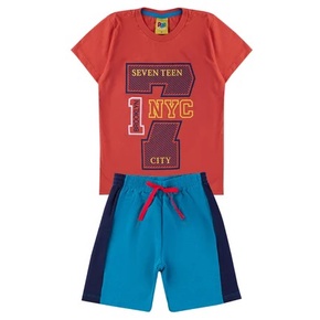 Conjunto Infantil Verao Menino NYC Coral / Benetex