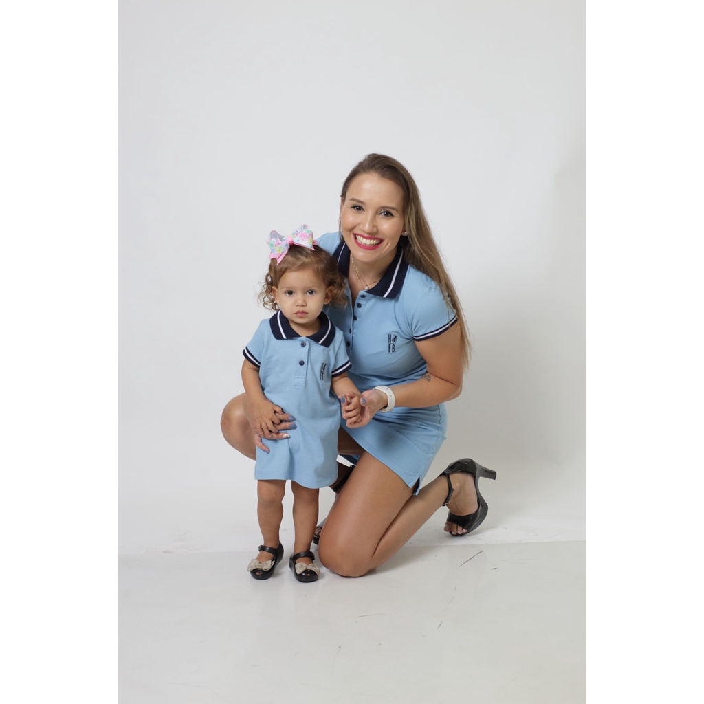 MÃE E FILHA > Kit 02 Vestidos Polo Azul Nobreza