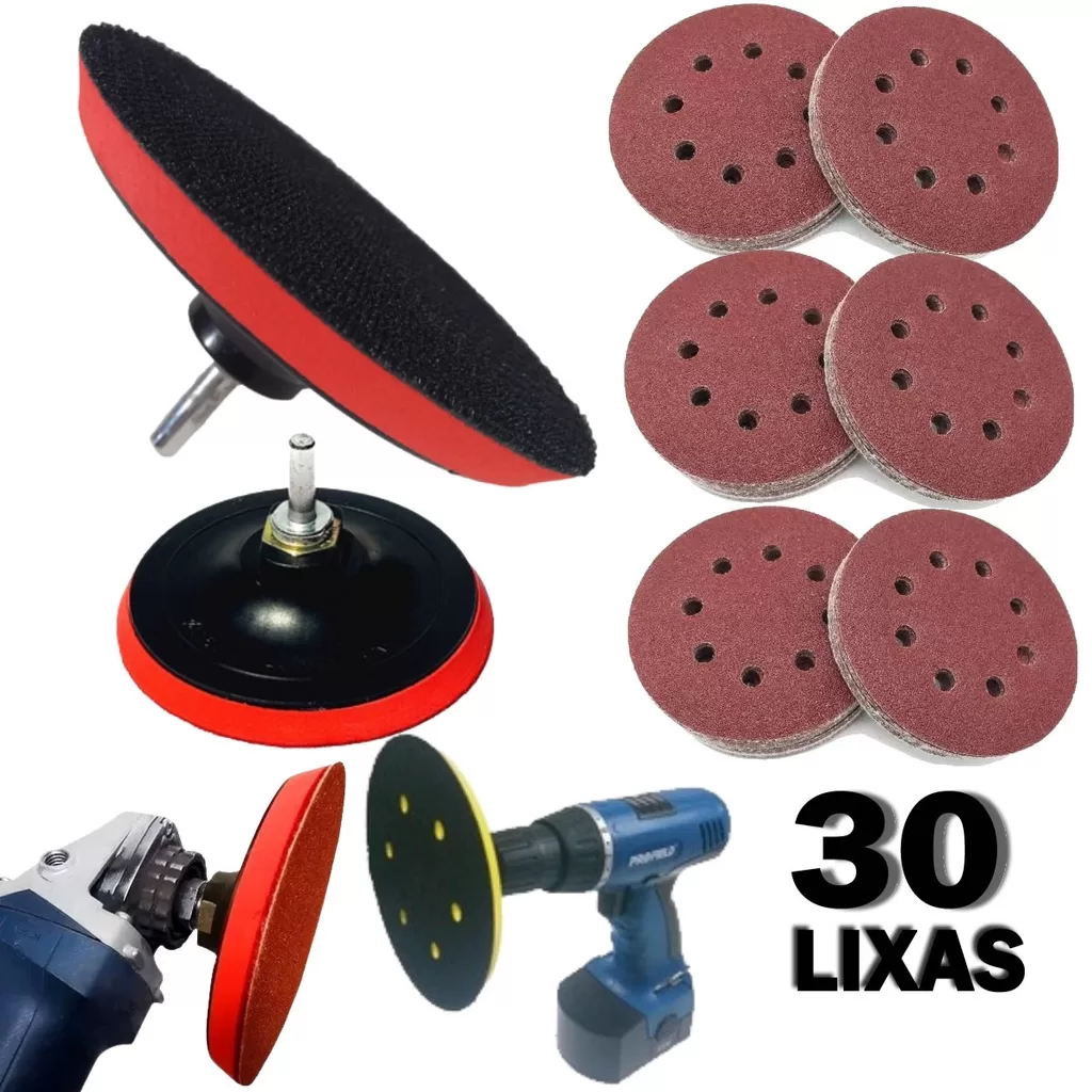 Suporte Furadeira Esmerilhadeira + 30 Disco Lixa 125mm G60