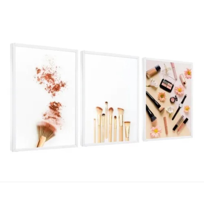 Quadro Maquiagem Salão De Beleza Maquiadora Branc