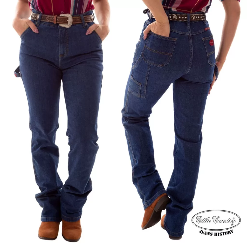 Calça Jeans Feminina Carpinteira Country Marca Estilo Country Ref: 1158