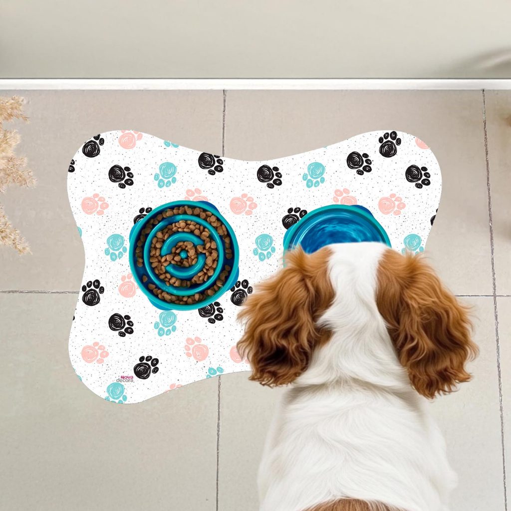 Tapete Pet para Gato e Cachorro Osso Comedouro Patas Antiderrapante