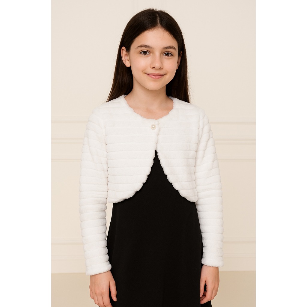 Bolero Infantil Casaquinho Branco Festa Batizado Luxo