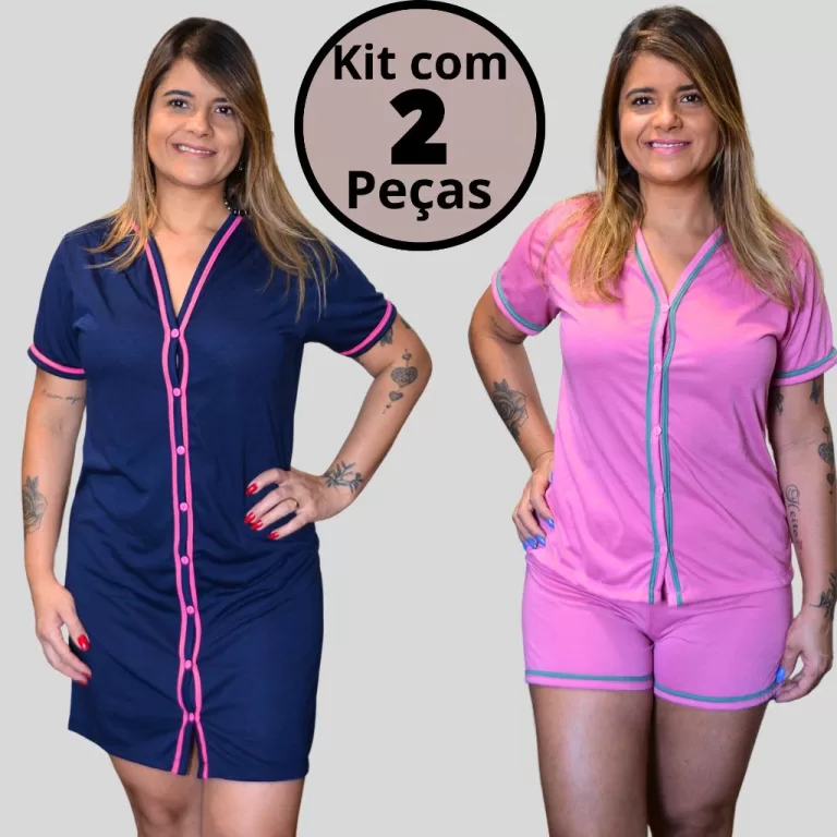 Pijama Baby Doll Amamentação Kit com 2unds Cor S