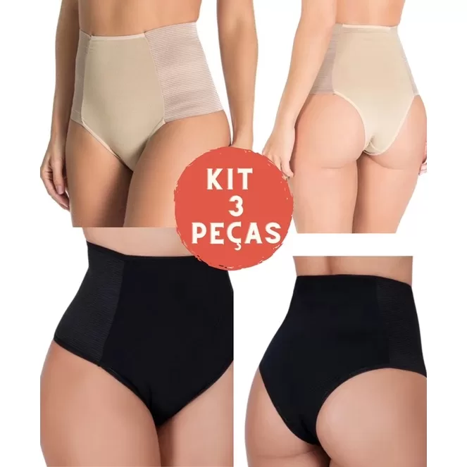 Kit 3 Cinta Abdominal Anti Culote Zero Barriga