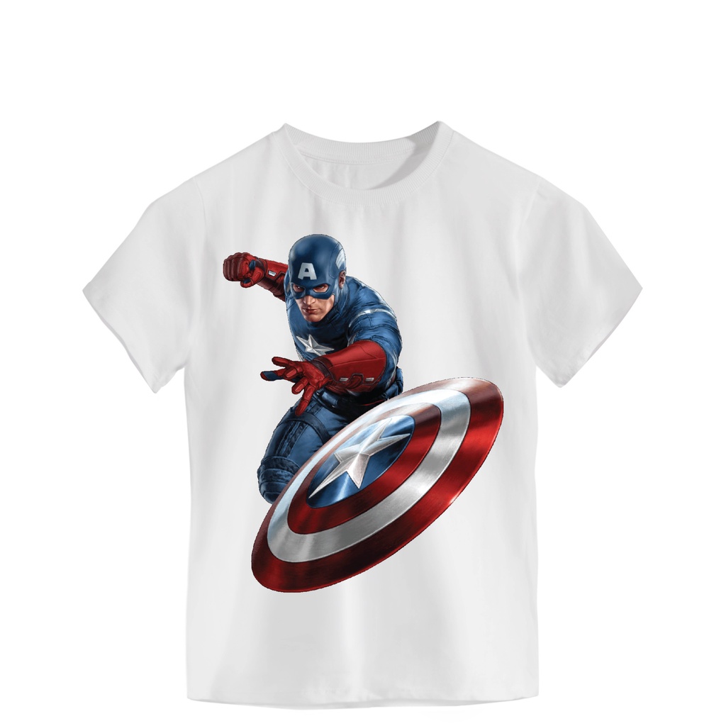 Camiseta Básica Infantil Malha Estampa Personalizada Capitão América  #1040