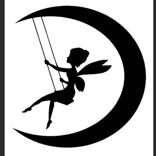 Adesivo Fada Fadinha Lua Criativa Feminina Preto &