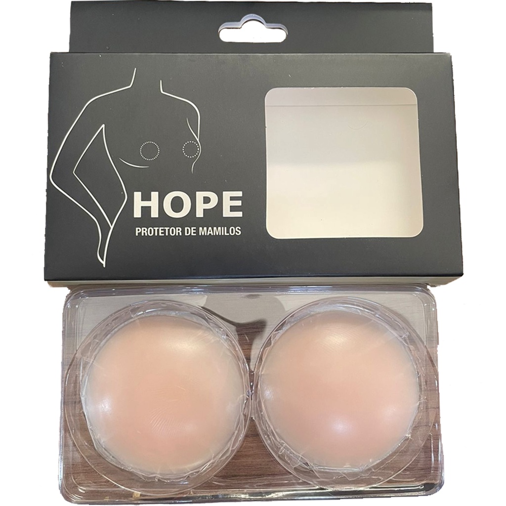 Par Protetor para Seios Tapa Mamilo Hope Adesivo de Silicone Nao Marca Proteçao Cor Nude Feminino Mu