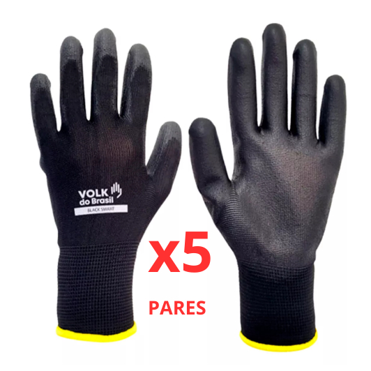Kit 5 Luva Tatil Multitato Luva PU Volk Pedreiro M