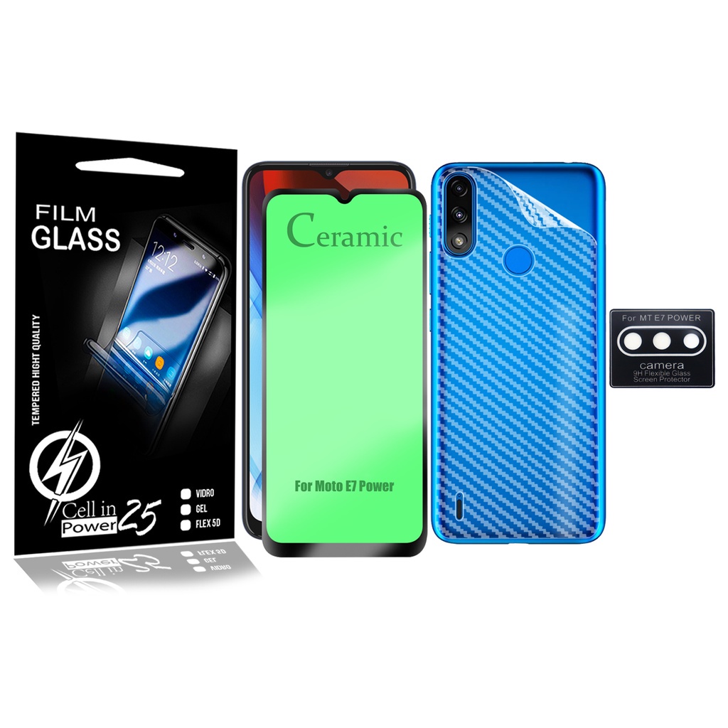 Película 9d Cerâmica + Pl Camera E Traseira Moto E7 Power 6.5 XT2097 – Cell In Power25