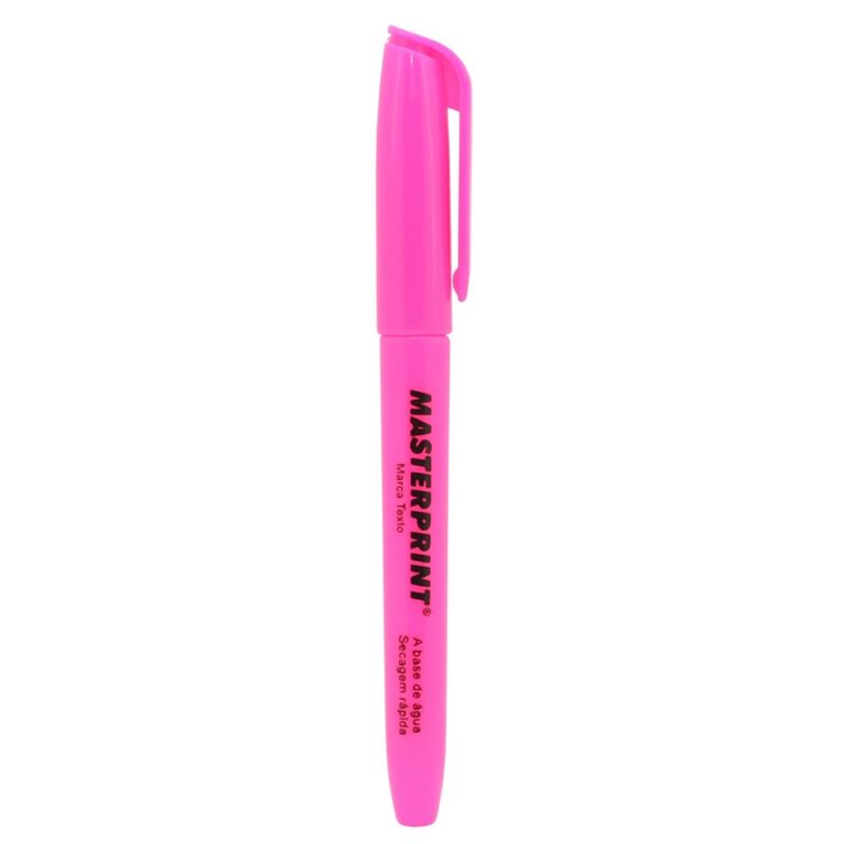 Caneta Marca Texto Rosa Ponta Chanfrada Masterprin