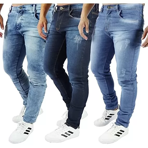 Kit Com Até 3 Calças Jeans Masculinas Lycra Novi