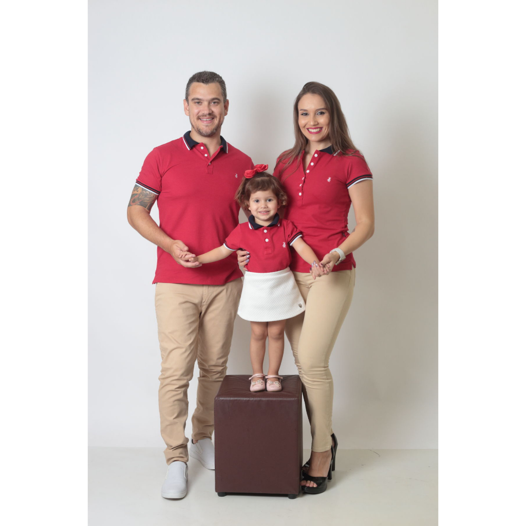 Kit família polos 3 peças Verde Musgo