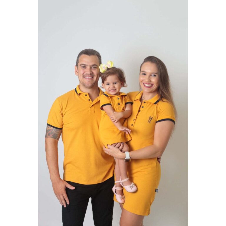 Kit família 3 peças Camisa e Vestidos Polo Mosta