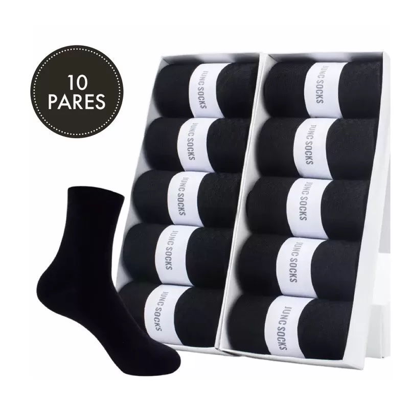 Kit  5 ou 10 pares Meia Masculina Preta Cano médio alto Sport