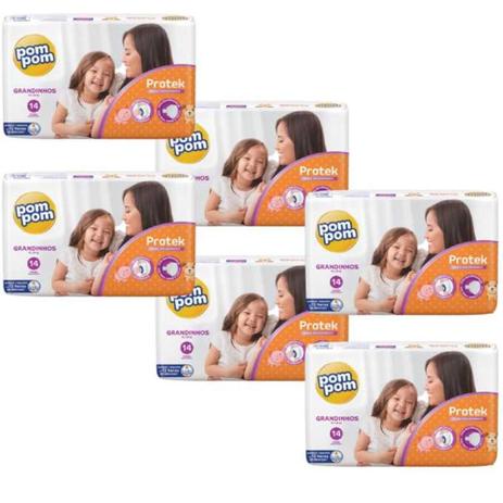 KIT 6 FRALDAS POMPOM DERMA PROTEK GRANDINHOS / 14 