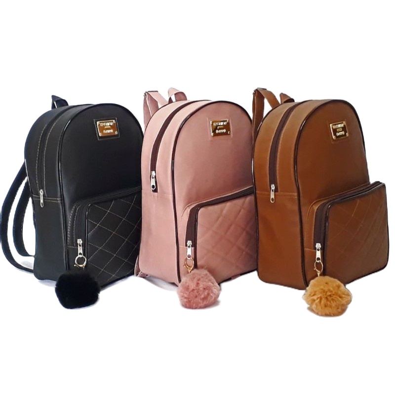 Bolsa Mochila feminina de Couro Sintetico Bolsas femininas de moda *SEM CHAVEIRO POMPOM* BELLUS