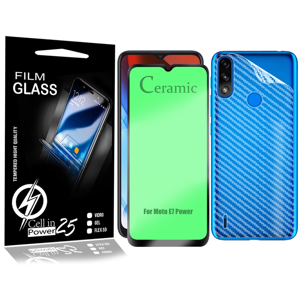 Película Carbono + Película De CERÂMICA Moto E7 Power 6.5 XT2097 – Cell In Power25