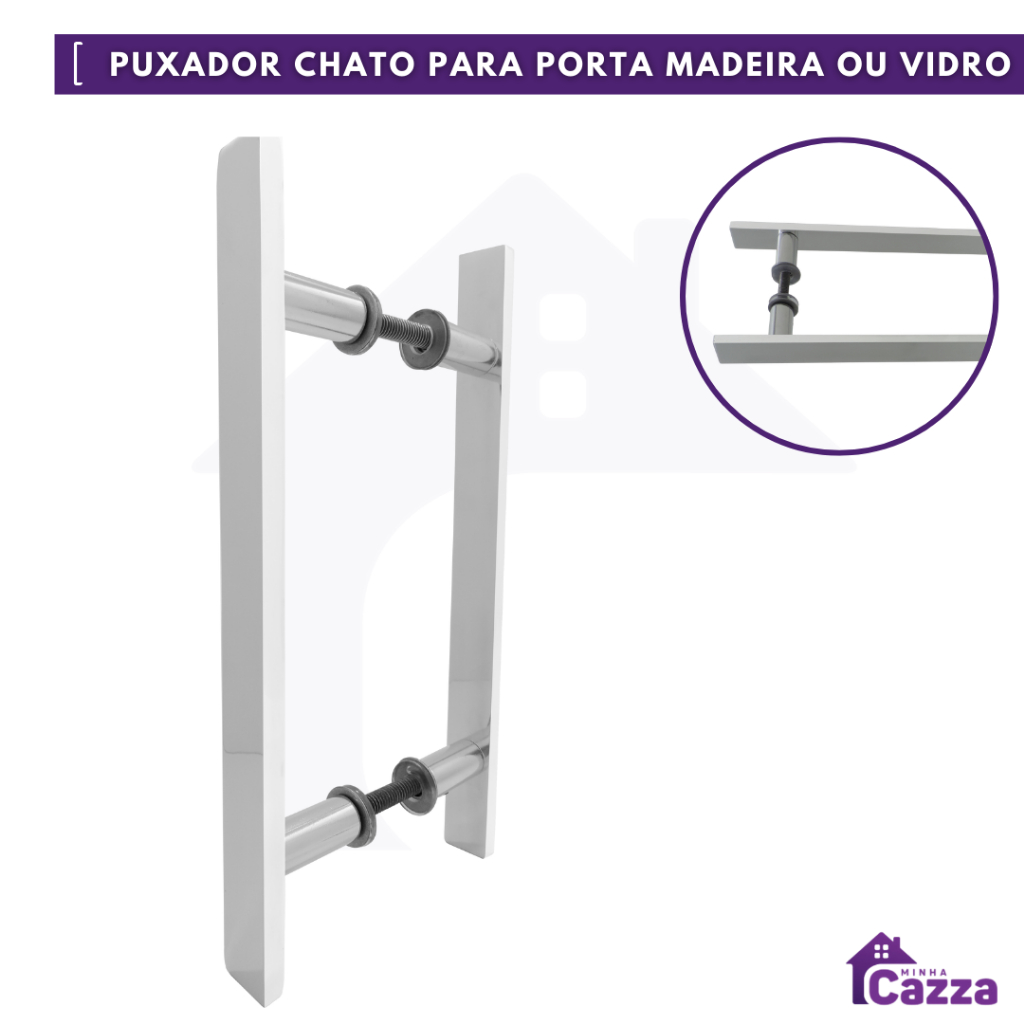 Puxador Alumínio Para Porta Vidro ou Madeira ou Pivotante Barra Chata