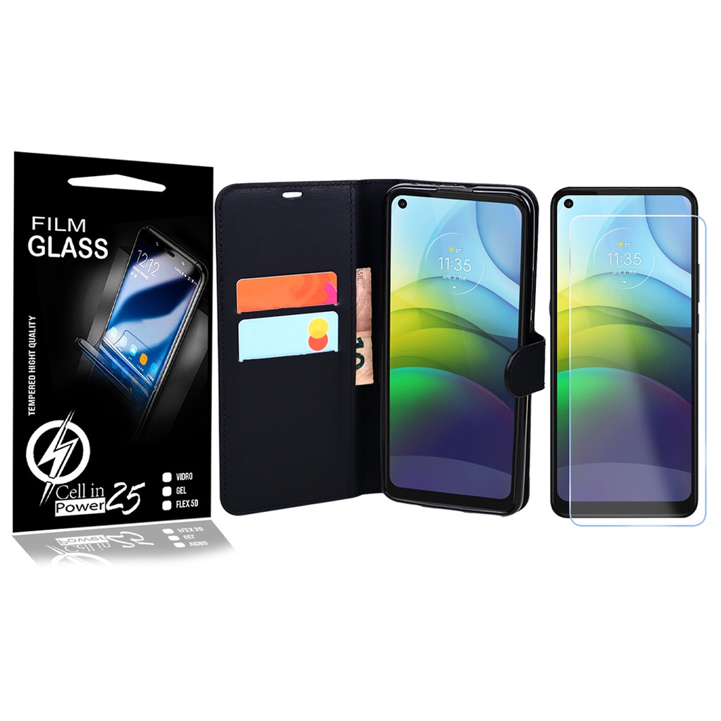 Pelicula Vidro + Capa Carteira PRETA Moto G9 Power XT2097 6.78 – Cell In Power25