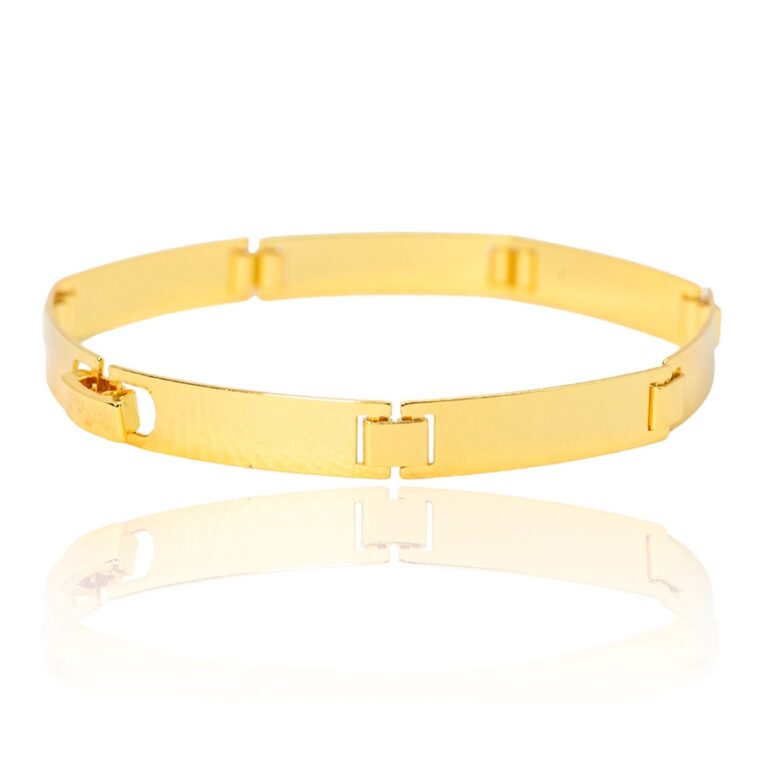 Bracelete Masculino Liso 7mm 10g Banho de Ouro 24k