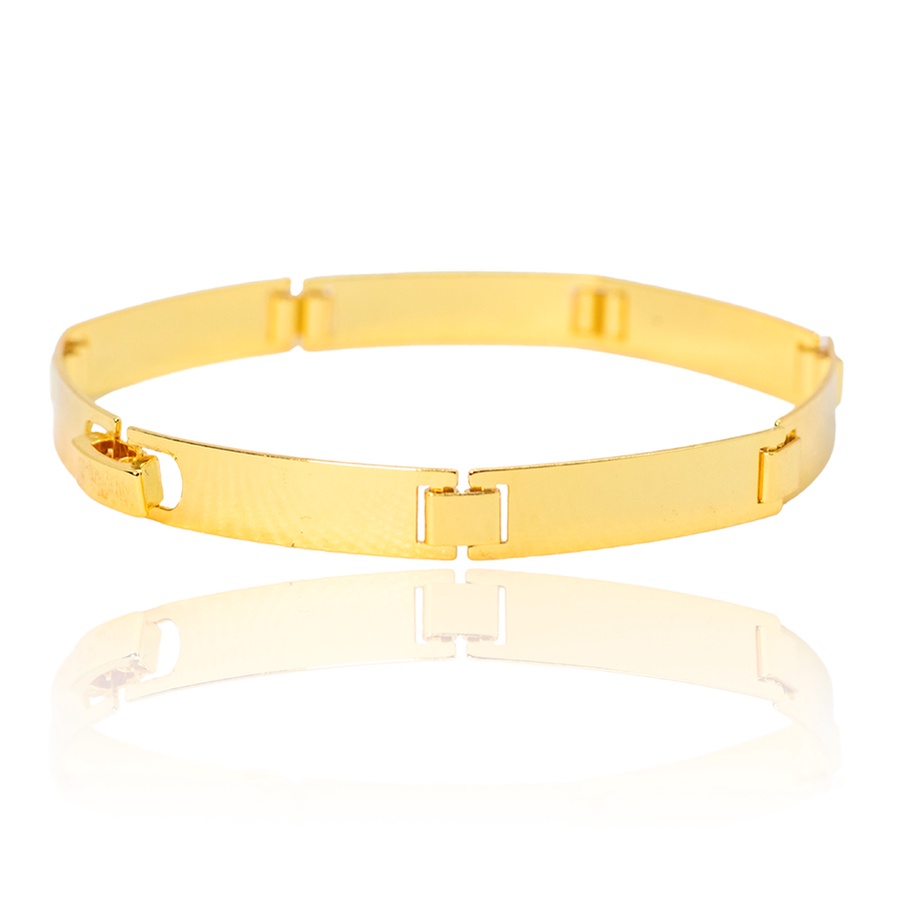 Bracelete Masculino Liso 7mm 10g Banho de Ouro 24k Pulseira Masculina Banhada