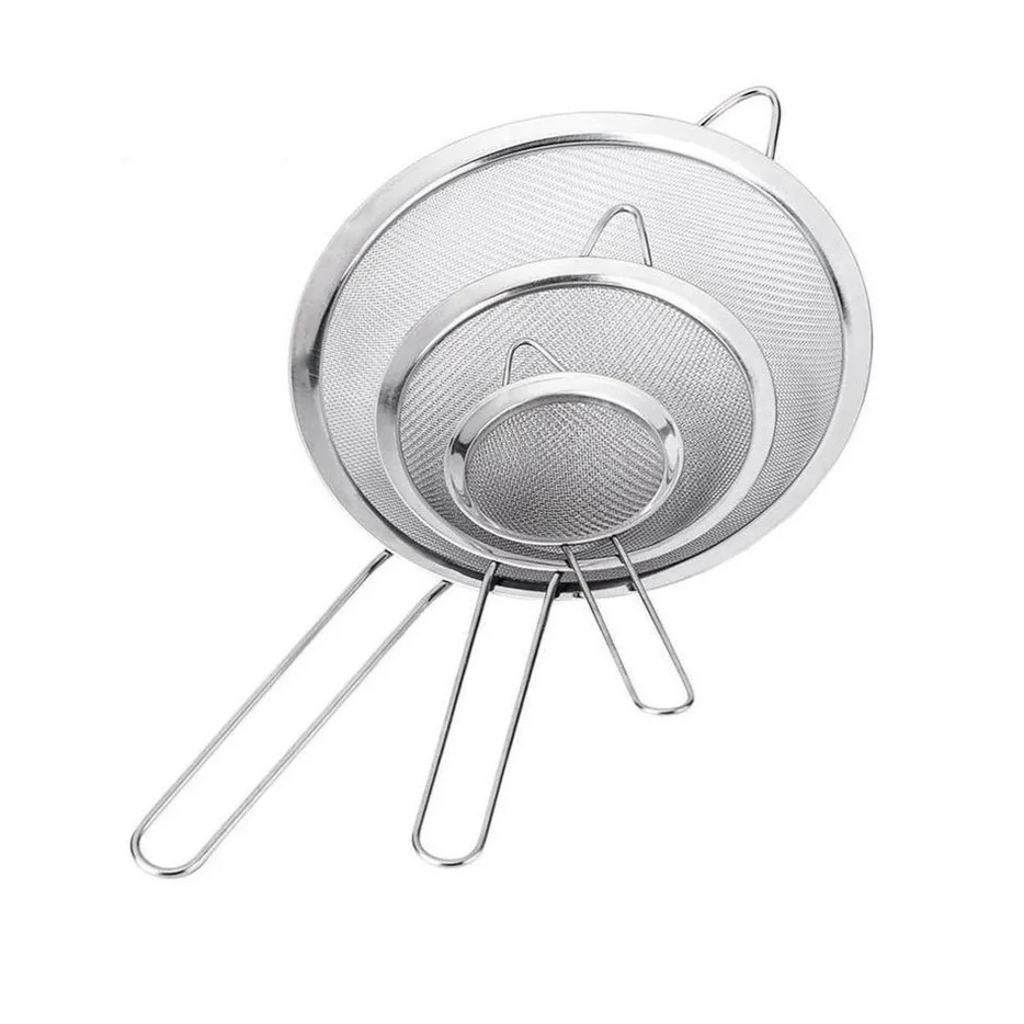 Kit 3 Peneiras Aço Inox Luxo Pmg Utensílios De Cozinha Kit