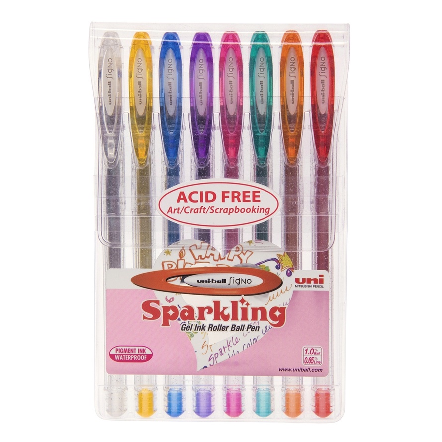 Caneta Gel Signo Sparkling Cintilante 8 Cores – Uniball