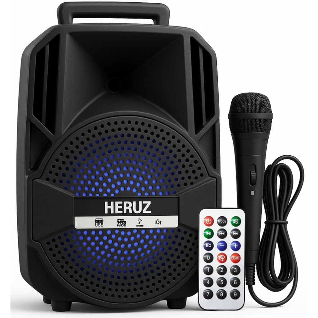 Caixa de Som Potente Bluetooth Pendrive Radio Fm 1000W PMPO + Microfone