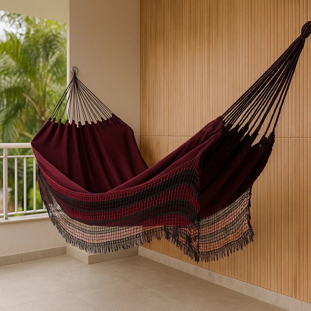 Rede De Dormir Descanso Jeans Mesclado Life Varias Cores Com Franja 4 Metros