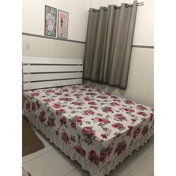 lençol com elástico floral 100% algodão elásti