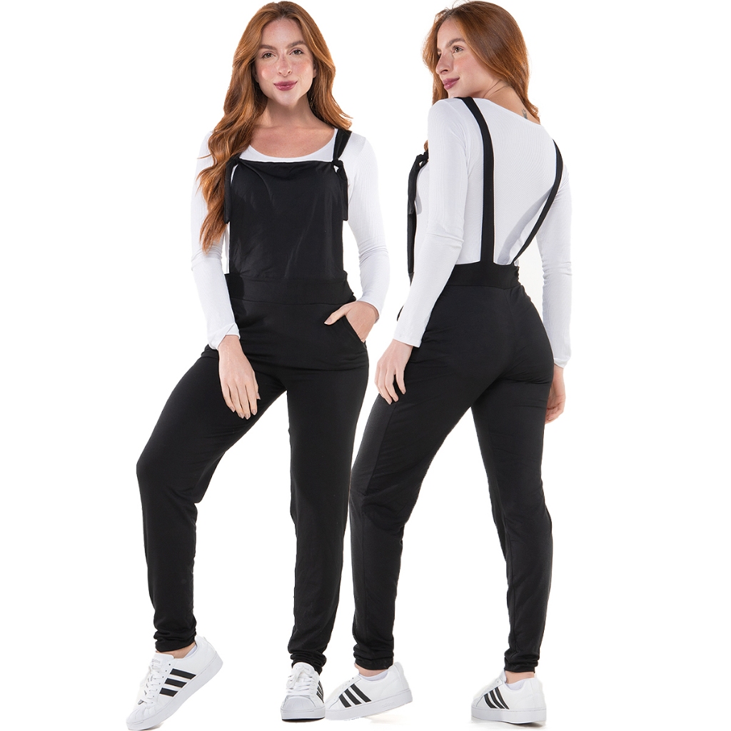 Jardineira Longa Feminina Macacão Casual Skinny Jogger Tendencia Blogueira Gringa 278