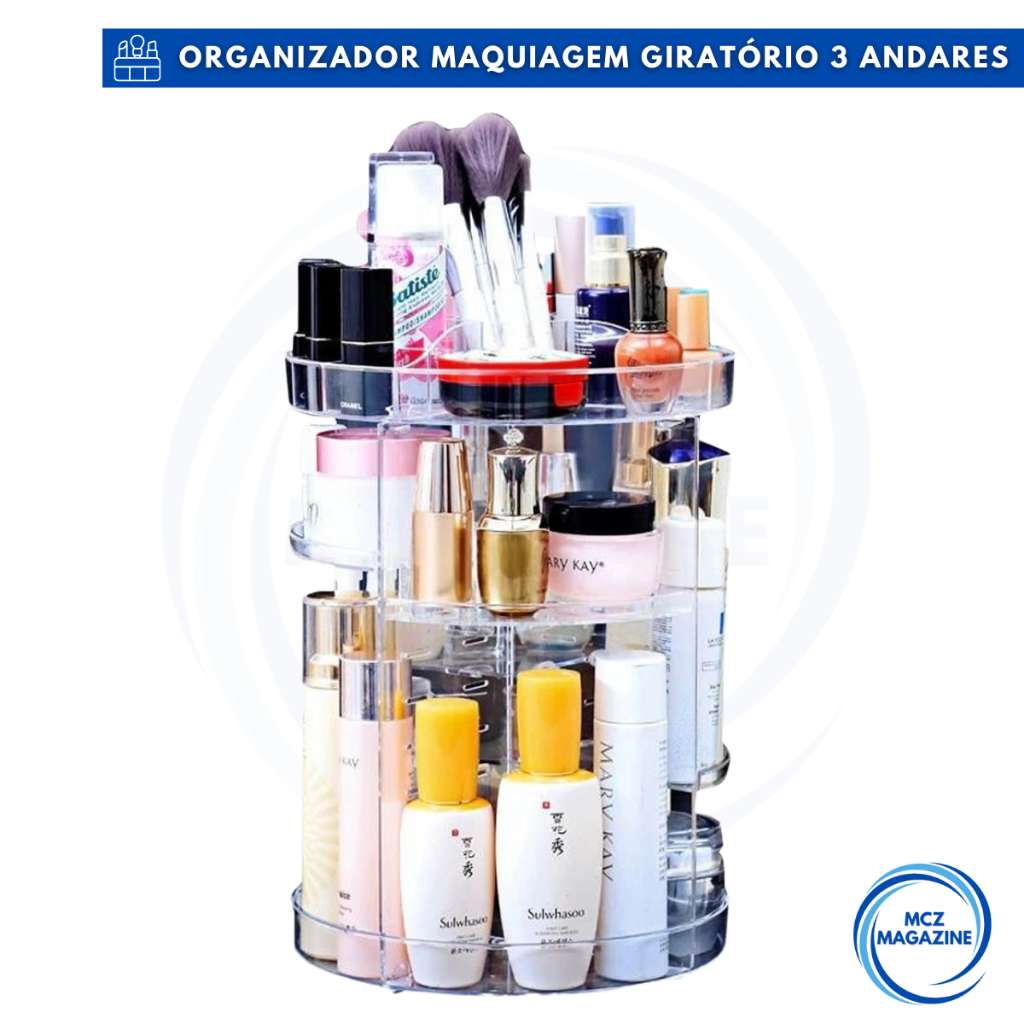 Organizador de maquiagem Giratório 360. Acrílico Suporte de Cosméticos