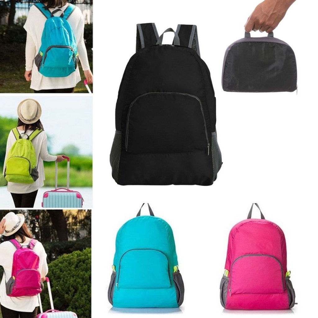 Mochila Dobrável Impermeável Nylon Resistente Unisex Prática