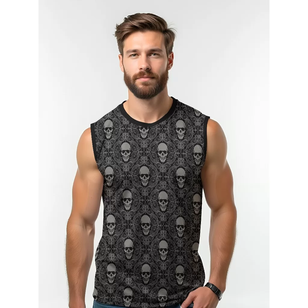 Camiseta Dry Fit Masculina UV 50+ Caveiras Estampada Academia Corrida Treino Casual