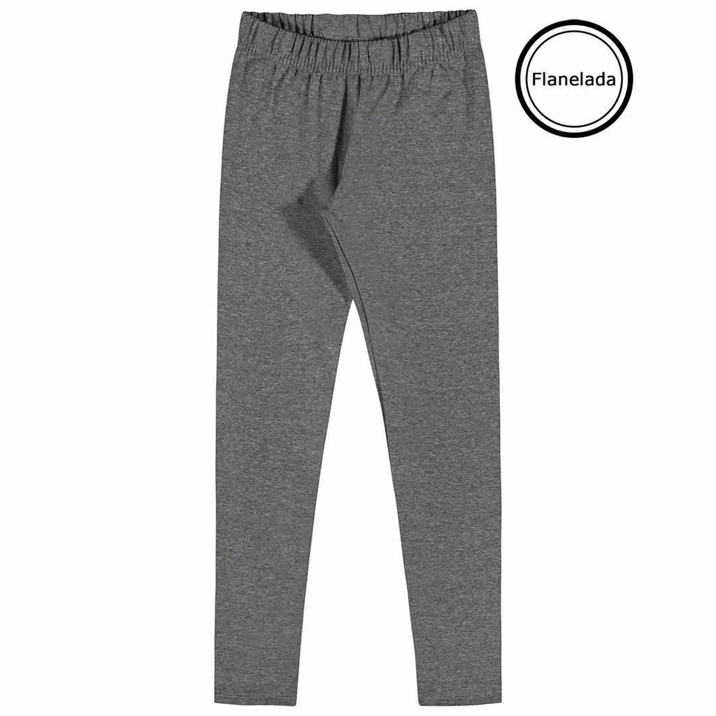 Legging Flanelada Infantil Menina Básica Lisa  Inverno Cinza Elian Uniforme Escola